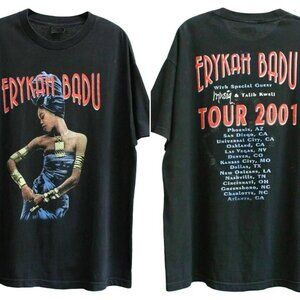 Erykah Badu 2001 Mamas Gun Tour Graphic T-Shirt Vintage Soul RnB Concert Tee
